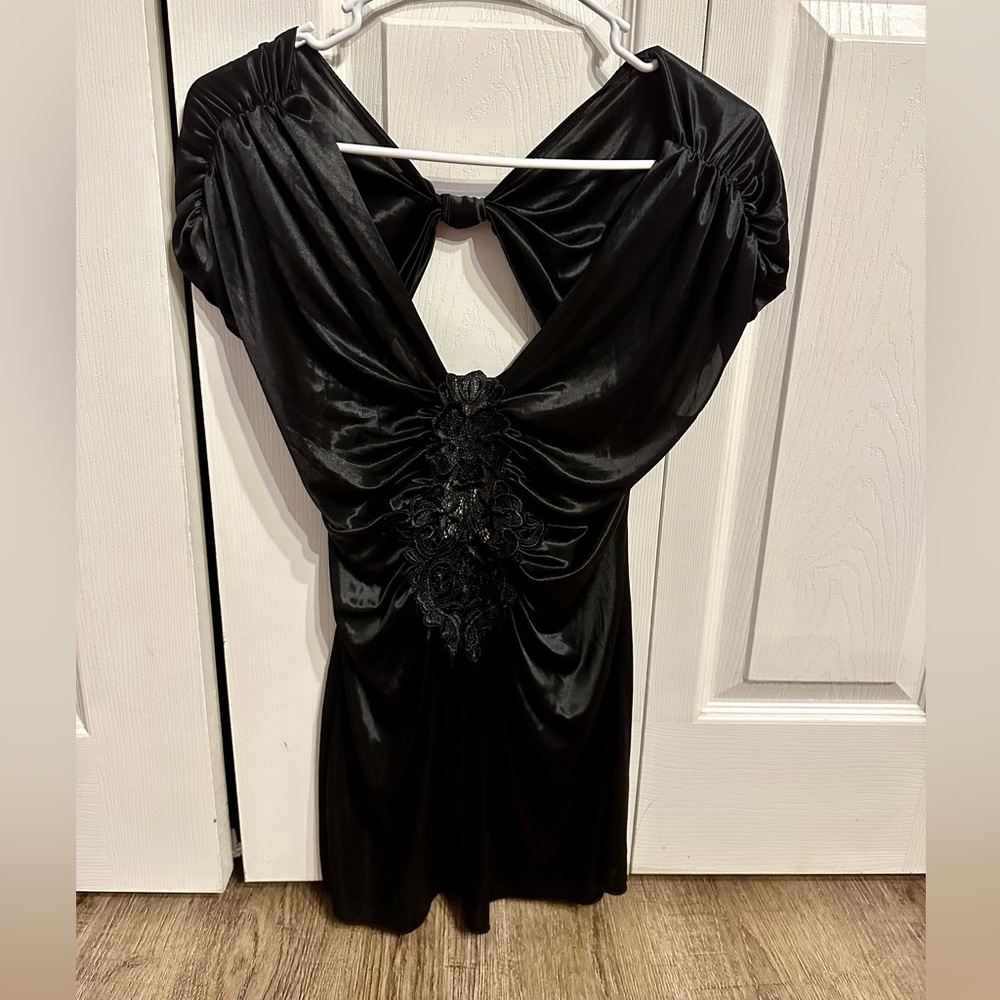 Charlotte Rose Satin and Lace Black Top